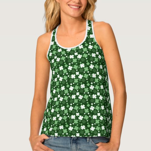 Green Shamrocks St Patricks Day Tank Top