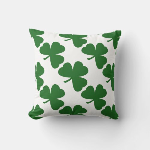 Green Shamrocks St Patricks Day Throw Pillow