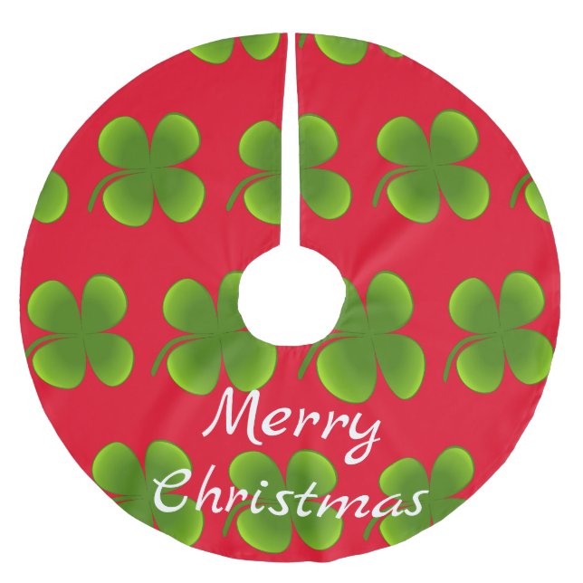 Green Shamrocks Thunder_Cove Brushed Polyester Tree Skirt (Front)