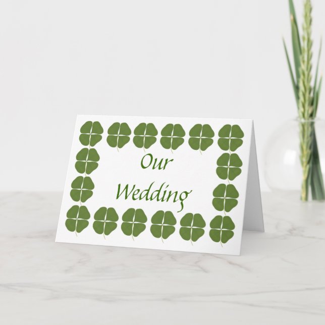 Green Shamrocks Wedding Invitations, customize Invitation (Front)