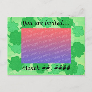 Green Shamrocks Wedding Photo Invitations Postcard