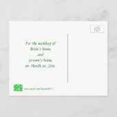 Green Shamrocks Wedding Save the date Postcards (Back)