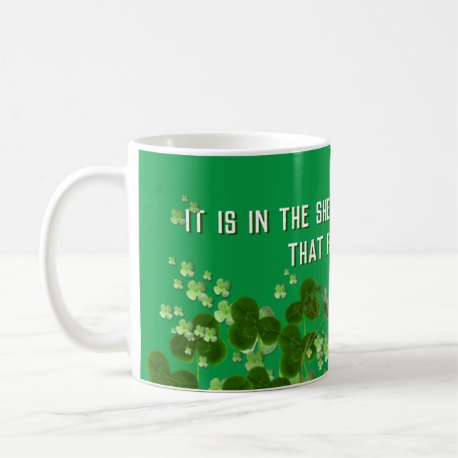 Green shamrocks with Irish proverb Coffee Mug (Left)
