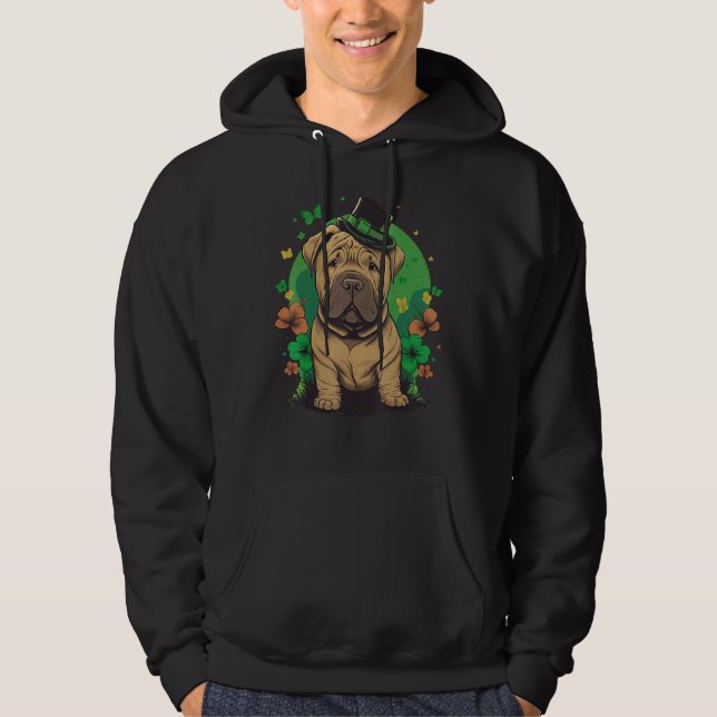 Green Shar Pei shamrock on St Patricks Day Shar Pe Hoodie (Front)