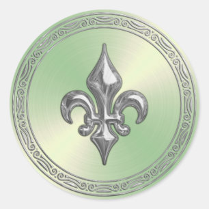 Green Sheen and Silver Fleur de Lis Envelope Seal
