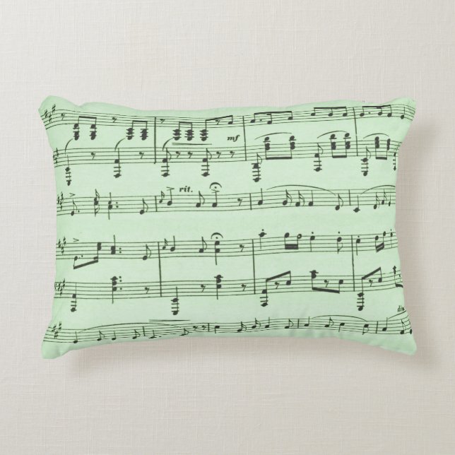 Green Sheet Music Accent Pillow (Front)