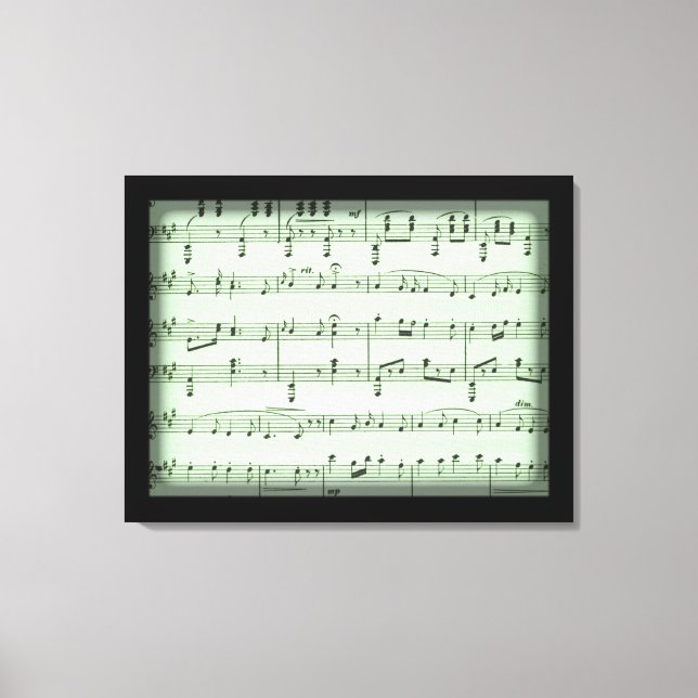 Green Sheet Music Canvas Print (Front)