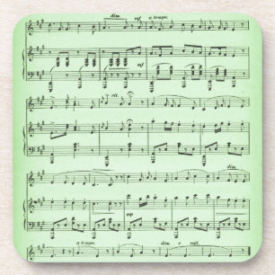 Green Sheet Music Coaster