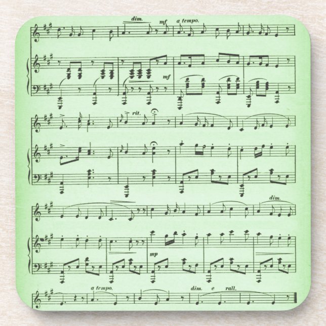 Green Sheet Music Coaster (Front)