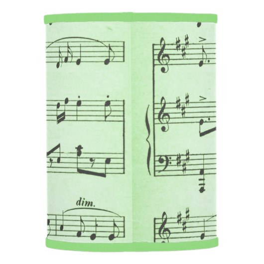 Green Sheet Music Lamp Shade (Back)