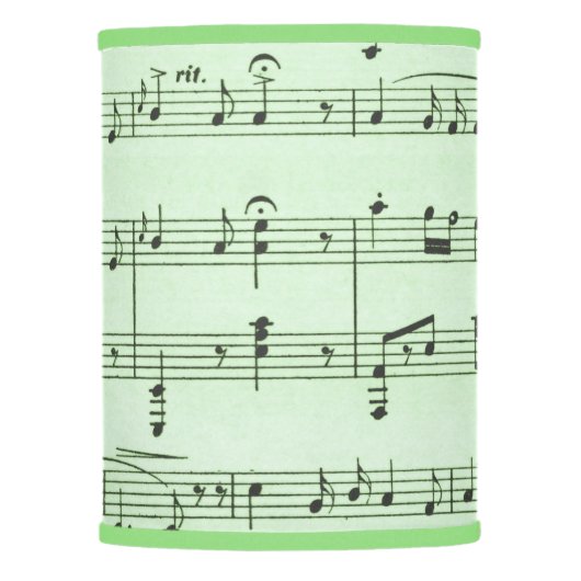 Green Sheet Music Lamp Shade (Front)