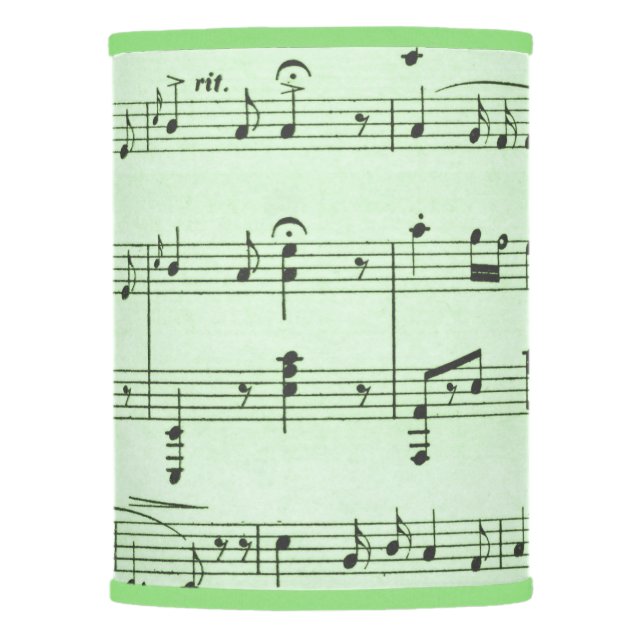 Green Sheet Music Lamp Shade (Front)