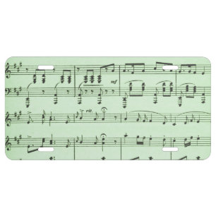 Green Sheet Music License Plate