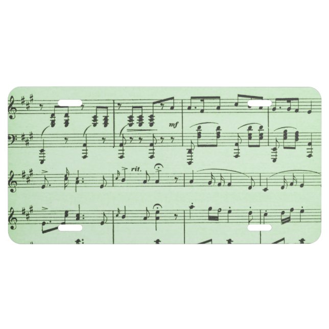 Green Sheet Music License Plate (Front)