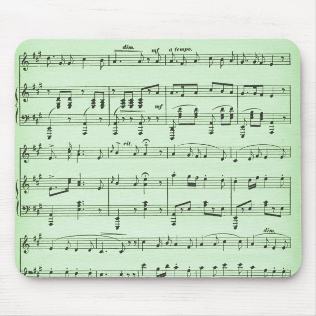 Green Sheet Music Mouse Pad (Front)