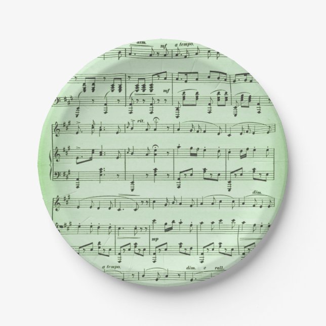 Green Sheet Music Paper Plates (Front)