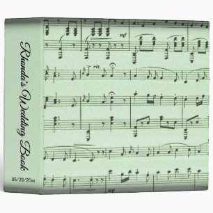 Green Sheet Music Personalized Wedding 3 Ring Binder