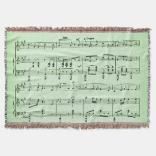 Green Sheet Music Throw Blanket