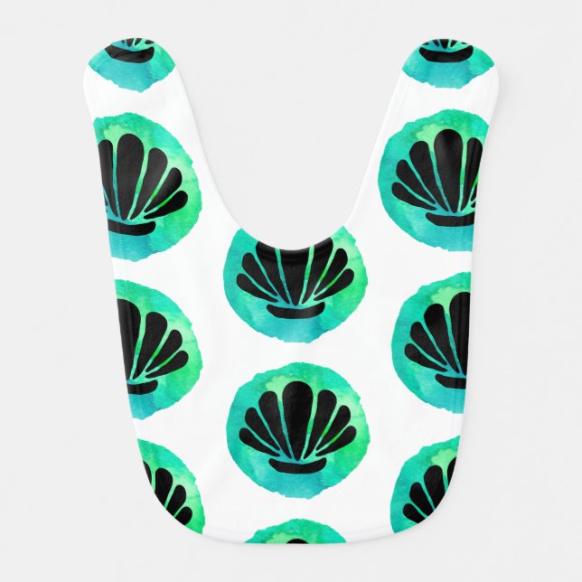 Green Shell Design Baby Bib (Front)