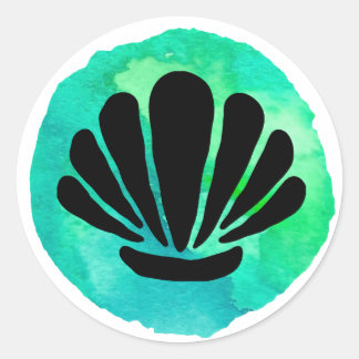 Green Shell Design Classic Round Sticker
