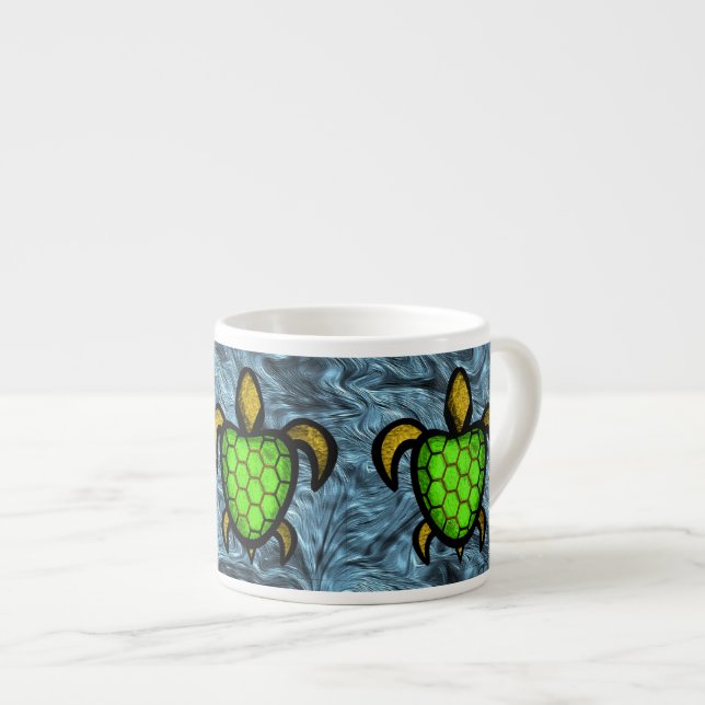 Green Shell Turtle Espresso Mug (Front Right)