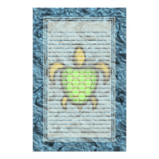 Green Shell Turtle Lined Stationery