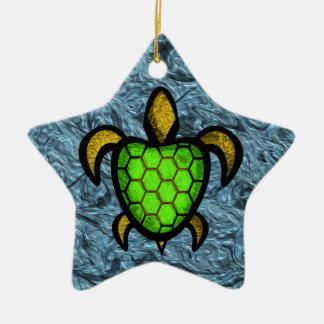 Green Shell Turtle Star Ornament
