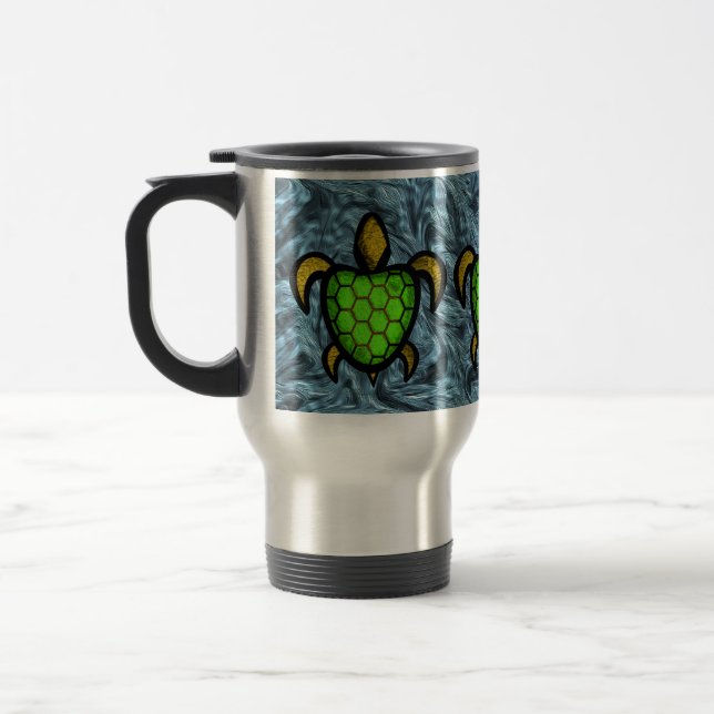 Green Shell Turtle Travel Mug (Left)