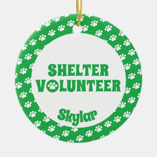 Green Shelter Volunteer Ceramic Ornament
