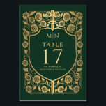 Green Shield Medieval Fantasy Monogram Wedding  Table Number<br><div class="desc">Celebrate with this Royal Sword & Shield Medieval Fantasy Monogram design. This design is perfect for couples seeking a regal yet modern medieval fantasy esthetic. PLEASE NOTE: The gold featured in this design NOT real foil. Items are printed exactly as they appear on your screen when you add to the...</div>
