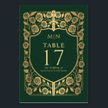 Green Shield Medieval Fantasy Monogram Wedding  Table Number<br><div class="desc">Celebrate with this Royal Sword & Shield Medieval Fantasy Monogram design. This design is perfect for couples seeking a regal yet modern medieval fantasy esthetic. PLEASE NOTE: The gold featured in this design NOT real foil. Items are printed exactly as they appear on your screen when you add to the...</div>