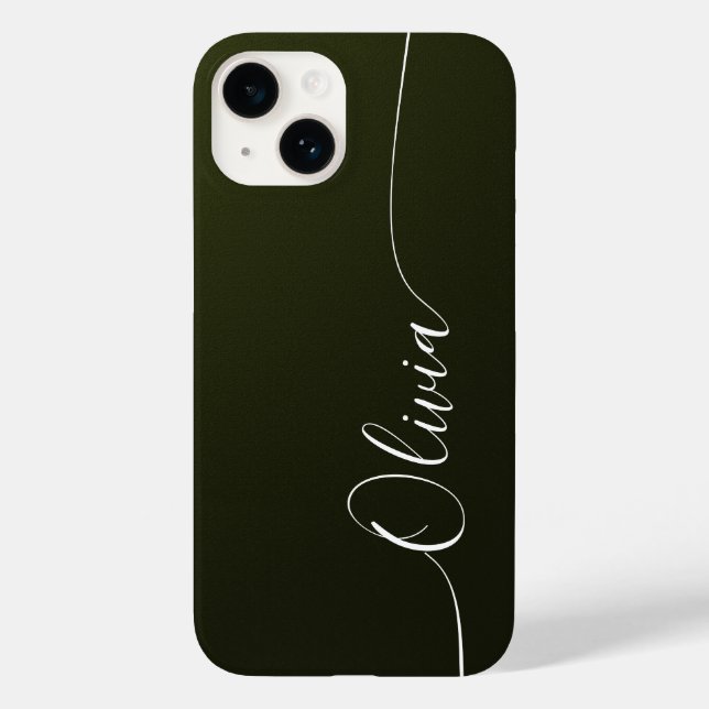 Green Shimmer Elegant Calligraphy Script Name Case-Mate iPhone Case (Back)