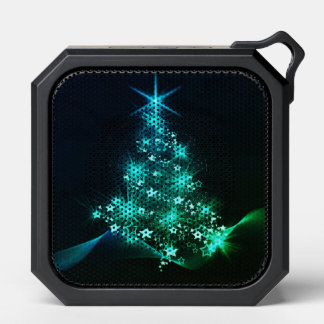 Green Shine of Stars on Christmas Tree Dark Bluetooth Speaker