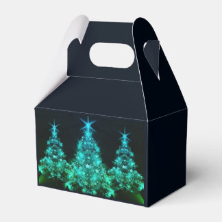 Green Shine of Stars on Christmas Tree Dark  Favor Boxes