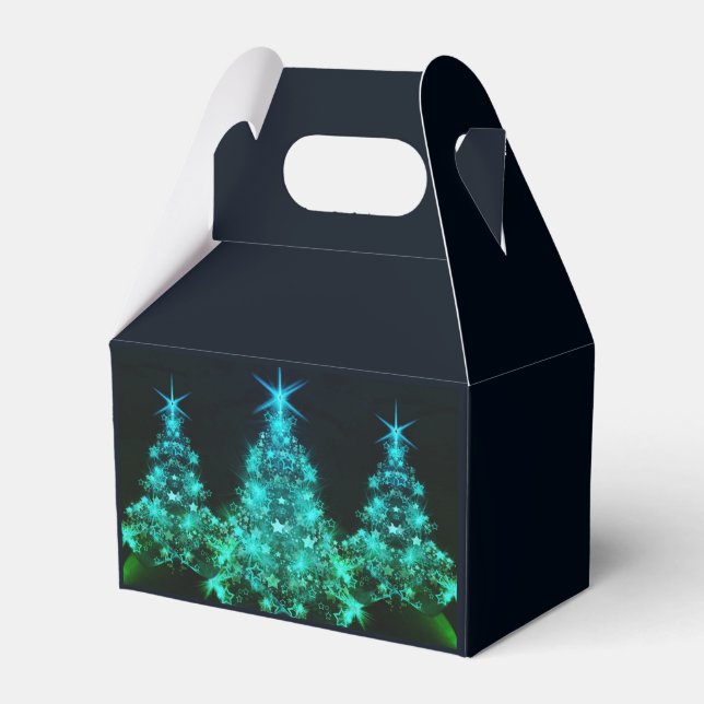 Green Shine of Stars on Christmas Tree Dark  Favor Boxes (Front Side)