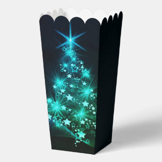 Green Shine of Stars on Christmas Tree Dark  Favor Boxes