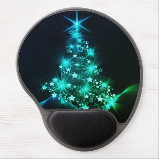 Green Shine of Stars on Christmas Tree Dark Gel Mouse Pad