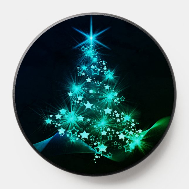 Green Shine of Stars on Christmas Tree Dark  PopSocket (Popsocket)