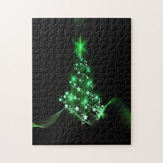 Green Shiny Christmas Tree Jigsaw Puzzle (Vertical)