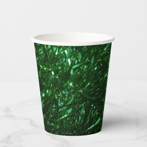 green shiny christmas tree leaves paper cups