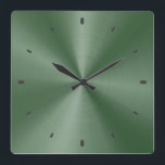 Green Shiny Metallic Design-Stainless Steel Look Square Wall Clock<br><div class="desc">Muted green shiny metallic design stainless steel look wall clock</div>