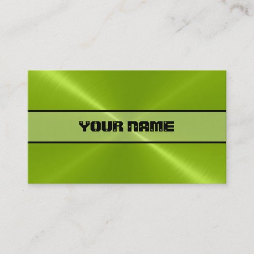 Green Shiny Stainless Steel Metal Business Card Template