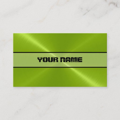 Customizable Green Shiny Stainless Steel Metal Business Card Template