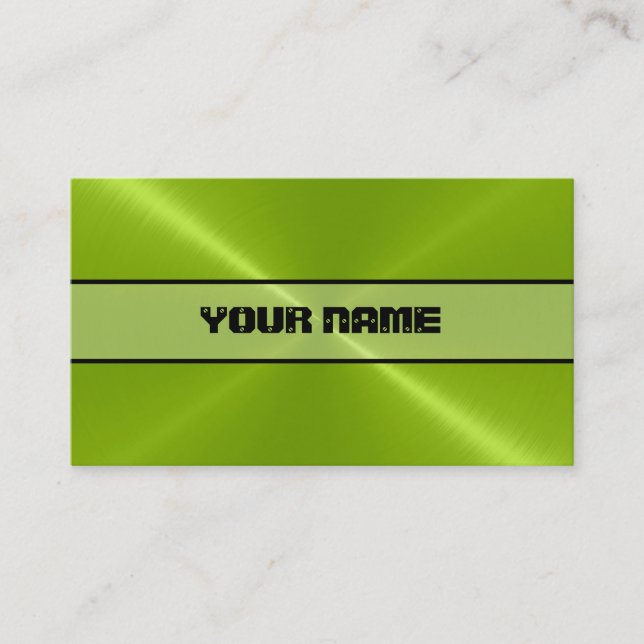 Green Shiny Stainless Steel Metal Business Card (Front)