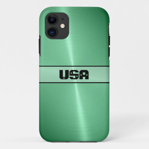 Green Shiny Stainless Steel Metal iPhone 11 Case