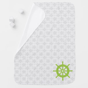 Green Ship Wheel Nautical Nursery Receiving Blanket