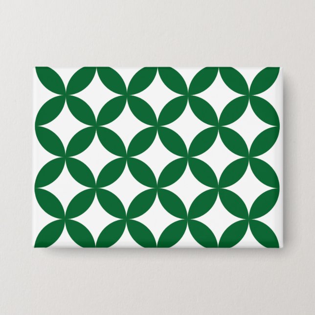 Green Shippo Pattern Square Button (Front)