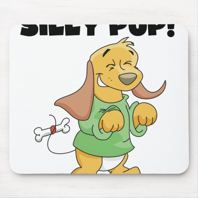 Green Shirt Silly Pup Mouse Pad (Front)