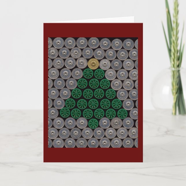 Green shotgun shell tree Christmas Card (Front)