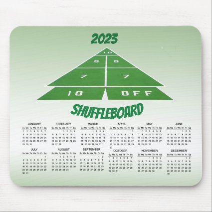 Green Shuffleboard 2023 Calendar Mousepad